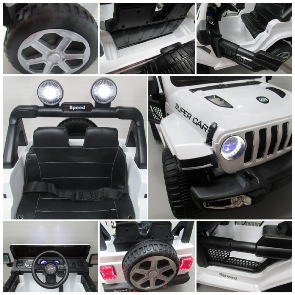 Elektromos játékautó Big Jeep X4-fehér részlettel
